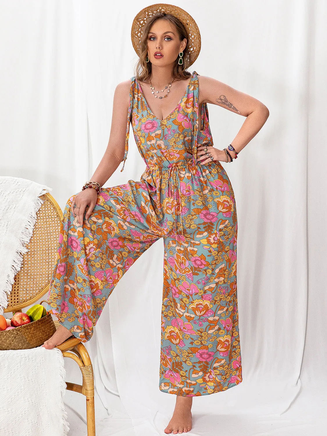 Plus Size Printed Wide Leg Sleeveless Jumpsuit sold by Charming Charlie product image thumbnail 4