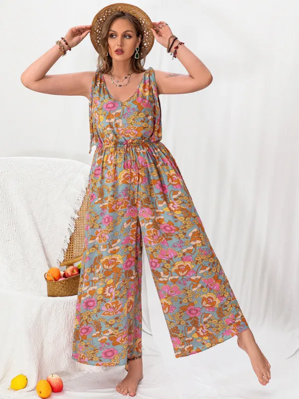 Plus Size Printed Wide Leg Sleeveless Jumpsuit sold by Charming Charlie