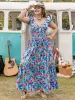 Plus Size Printed Cap Sleeve Dress sold by Charming Charlie