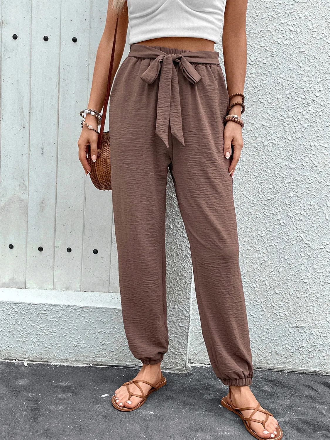 Tied High Waist Pants with Pockets sold by Charming Charlie