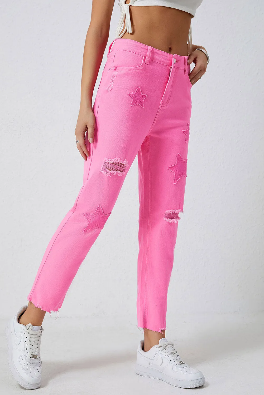 Star Raw Hem Distressed Jeans sold by Charming Charlie product image thumbnail 2