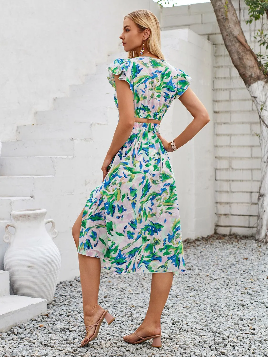 Cutout Slit Printed Cap Sleeve Dress sold by Charming Charlie product image thumbnail 2
