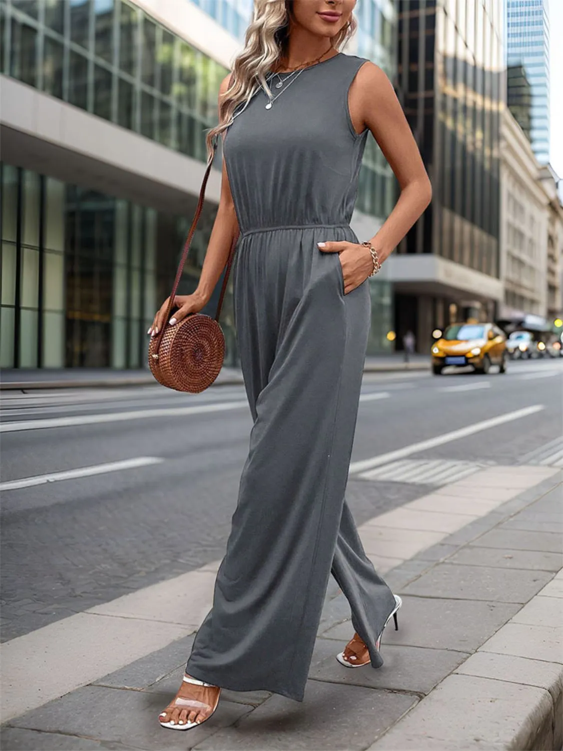 Round Neck Wide Leg Jumpsuit sold by Charming Charlie product image thumbnail 2