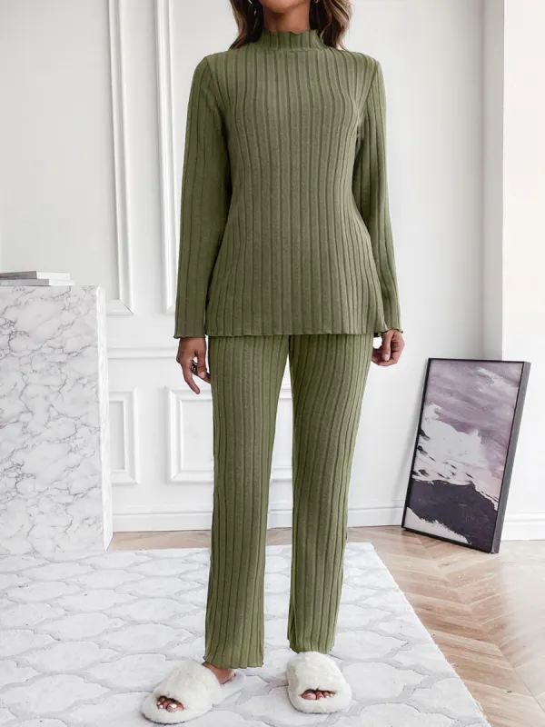 Mock Neck Long Sleeve Top and Pants Set sold by Charming Charlie
