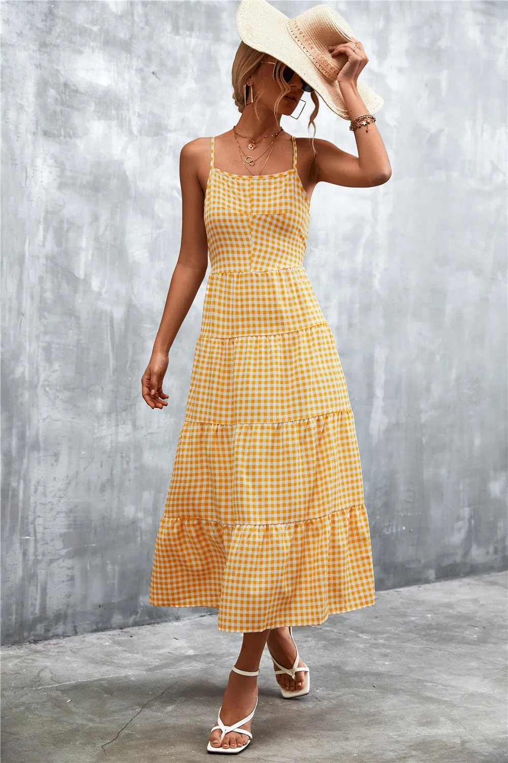 Plaid Square Neck Midi Cami Dress sold by Charming Charlie