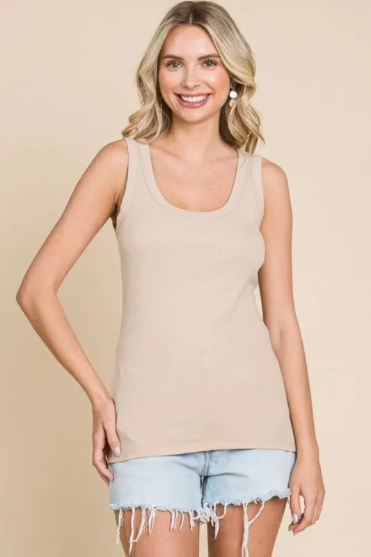 Culture Code Full Size Ribbed Scoop Neck Tank sold by Charming Charlie