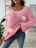 Flower Round Neck Long Sleeve Sweater sold by Charming Charlie