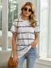 Striped Round Neck Short Sleeve T-Shirt sold by Charming Charlie