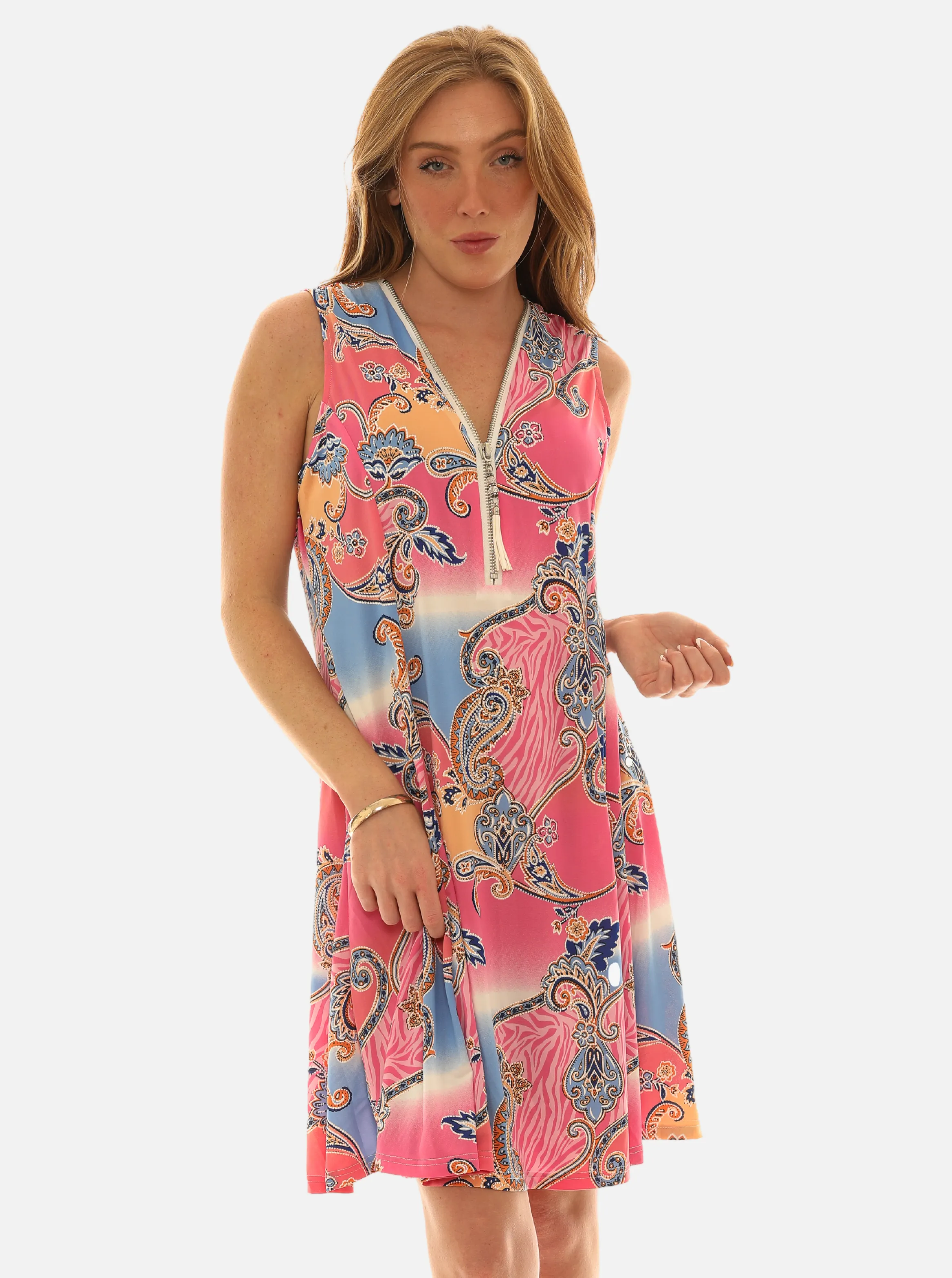 Printed Sleeveless Paisley Dress with Embellished V-Neck sold by Charming Charlie product image thumbnail 5