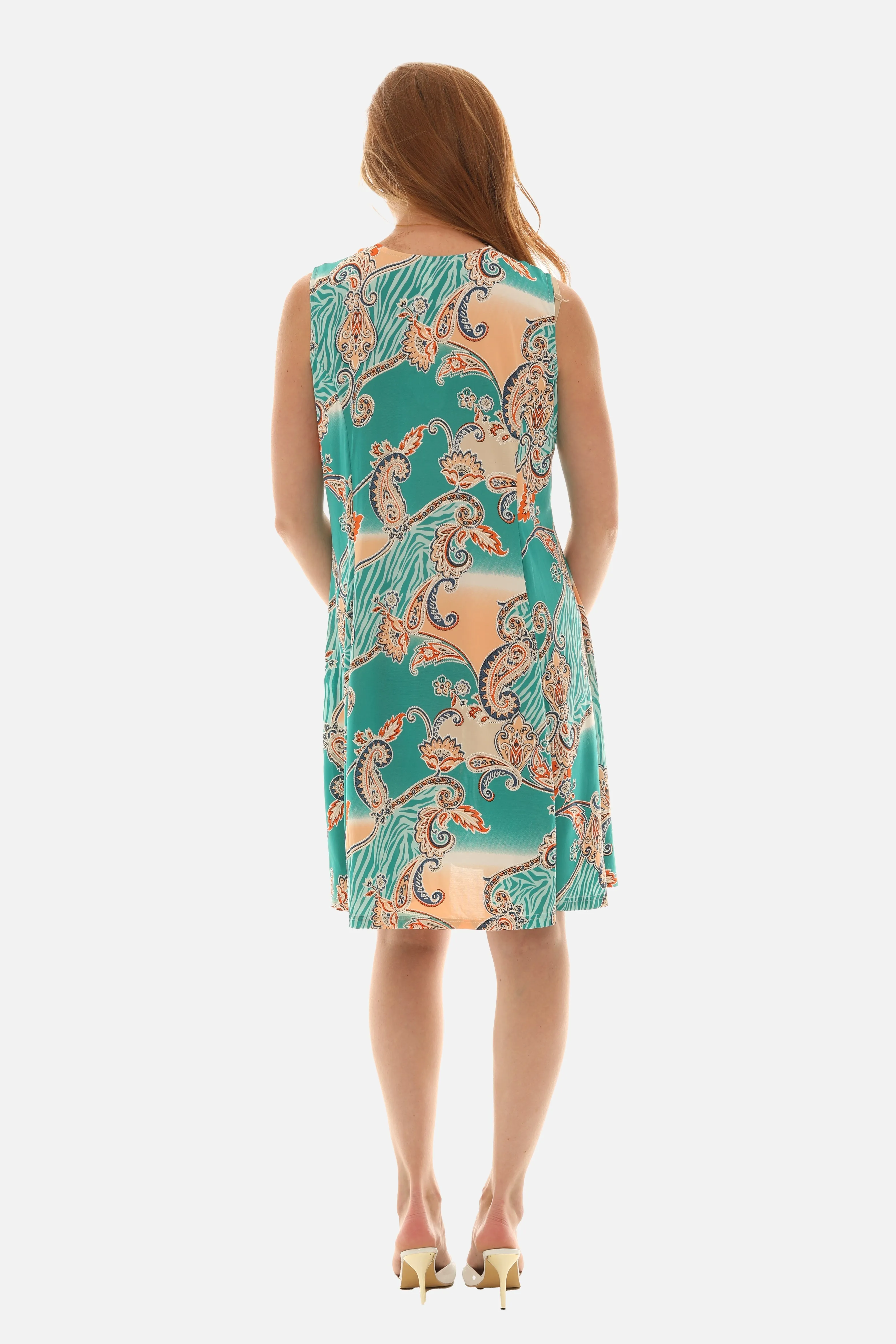 Printed Sleeveless Paisley Dress with Embellished V-Neck sold by Charming Charlie product image thumbnail 2