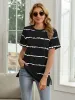 Striped Round Neck Short Sleeve T-Shirt sold by Charming Charlie