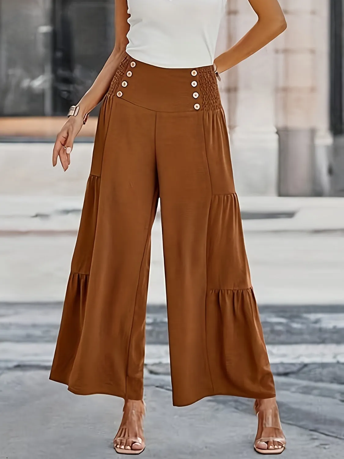 Smocked Wide Leg Pants sold by Charming Charlie