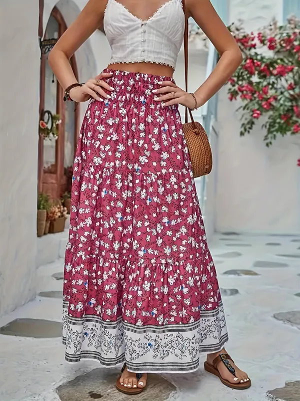 Full Size Tiered Printed Elastic Waist Skirt sold by Charming Charlie
