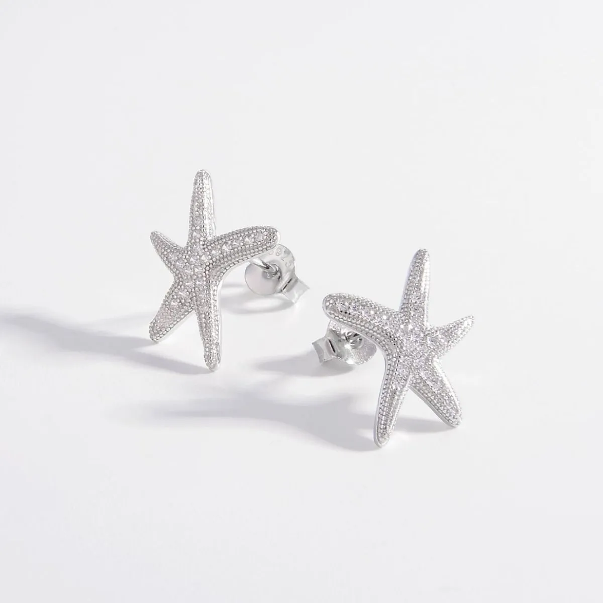 925 Sterling Silver Inlaid Zircon Starfish Earrings sold by Charming Charlie product image thumbnail 2