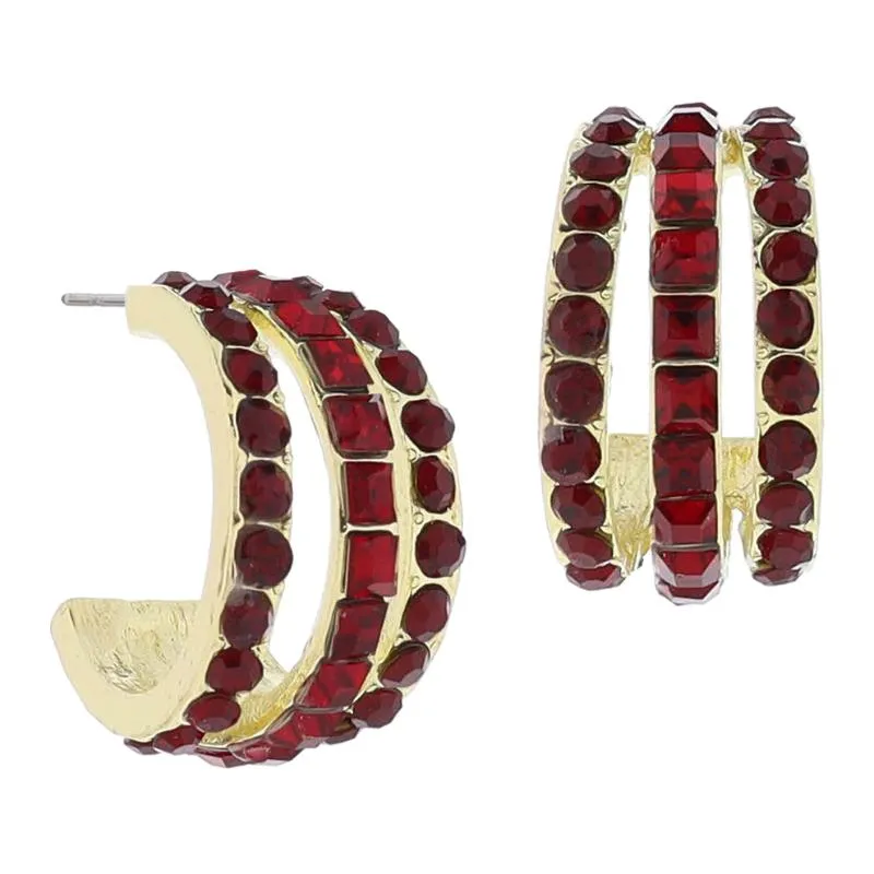 Garnet Crystal Hoop Cluster Earrings, .85" Top to Bottom sold by Charming Charlie