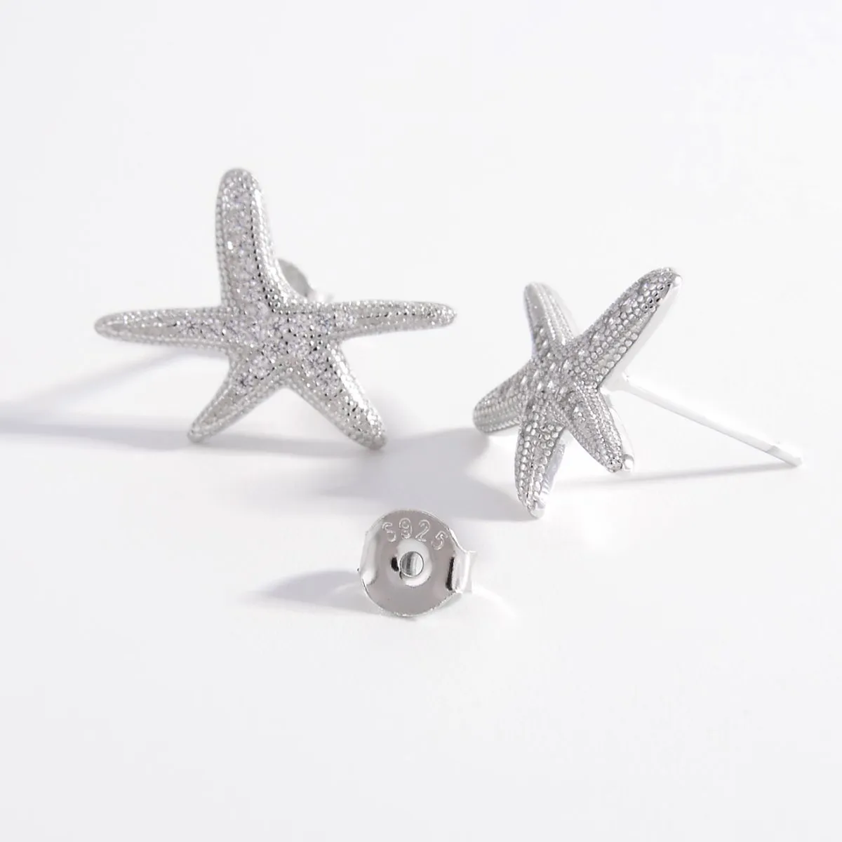 925 Sterling Silver Inlaid Zircon Starfish Earrings sold by Charming Charlie product image thumbnail 3