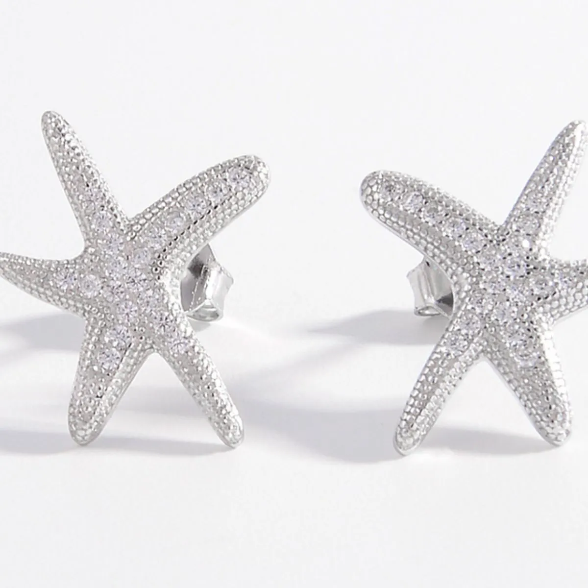 925 Sterling Silver Inlaid Zircon Starfish Earrings sold by Charming Charlie product image thumbnail 4