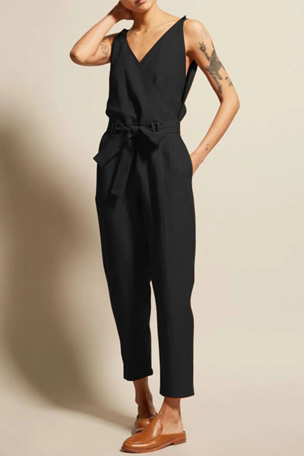 Full Size Surplice Sleeveless Jumpsuit sold by Charming Charlie product image thumbnail 5