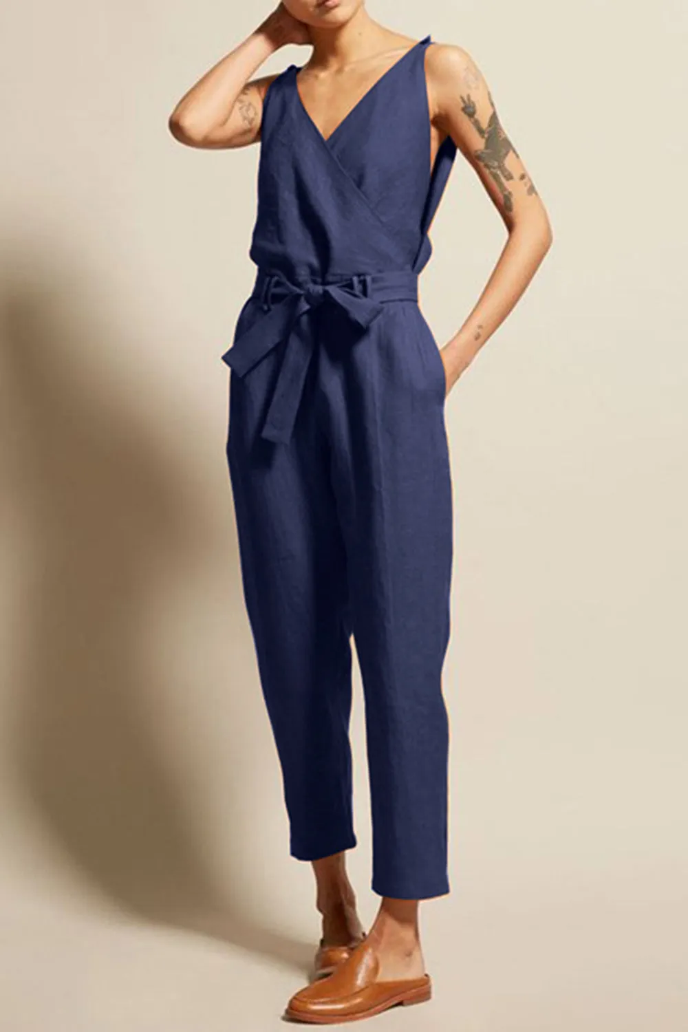 Full Size Surplice Sleeveless Jumpsuit sold by Charming Charlie