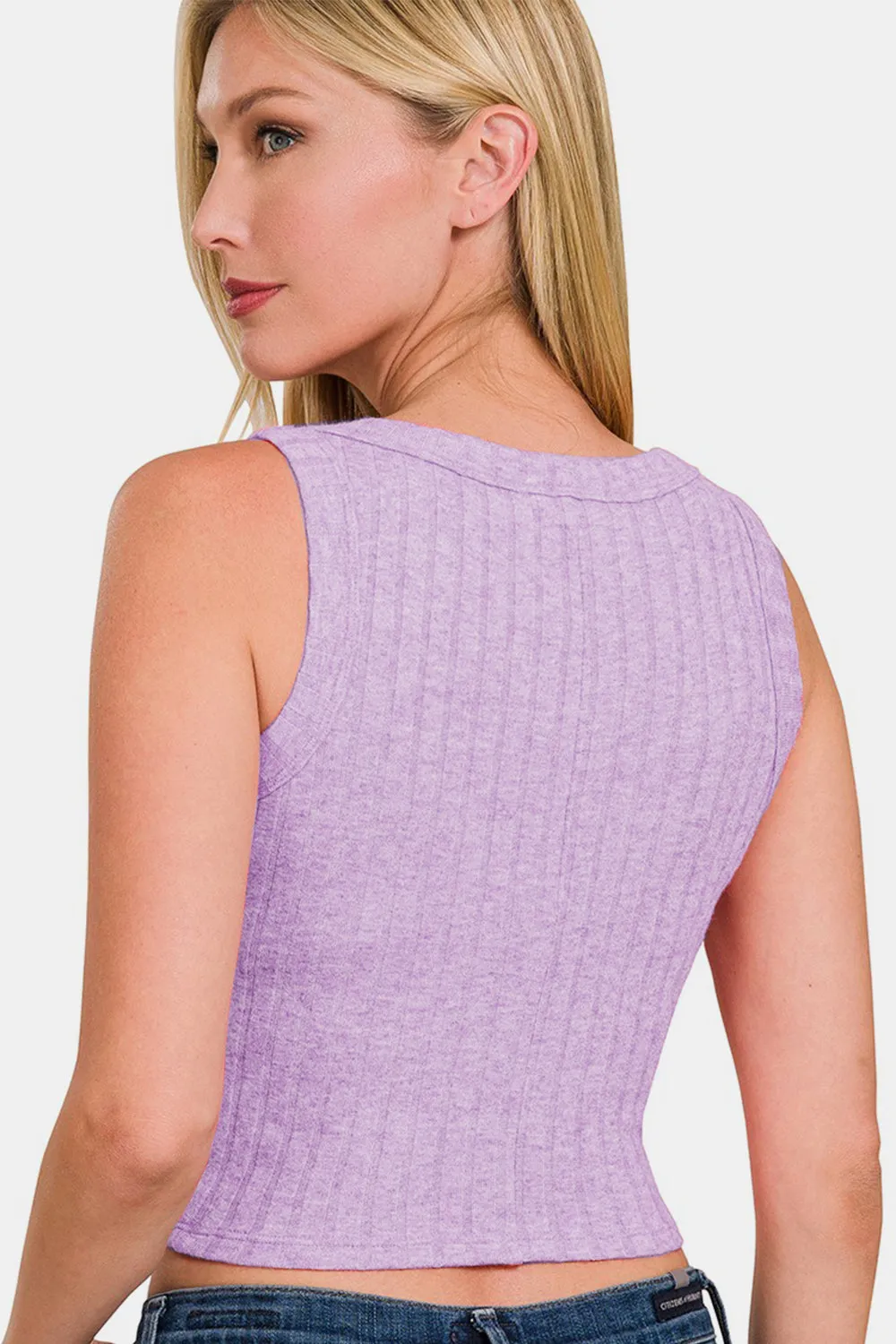 Zenana Ribbed Cropped Tank sold by Charming Charlie product image thumbnail 2