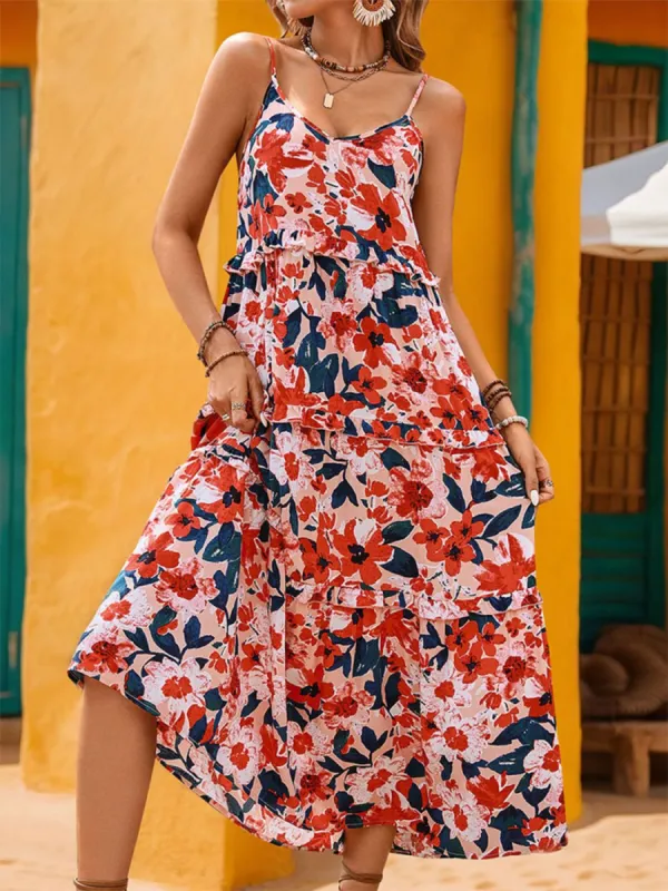 Frill Backless Printed Sleeveless Midi Dress sold by Charming Charlie