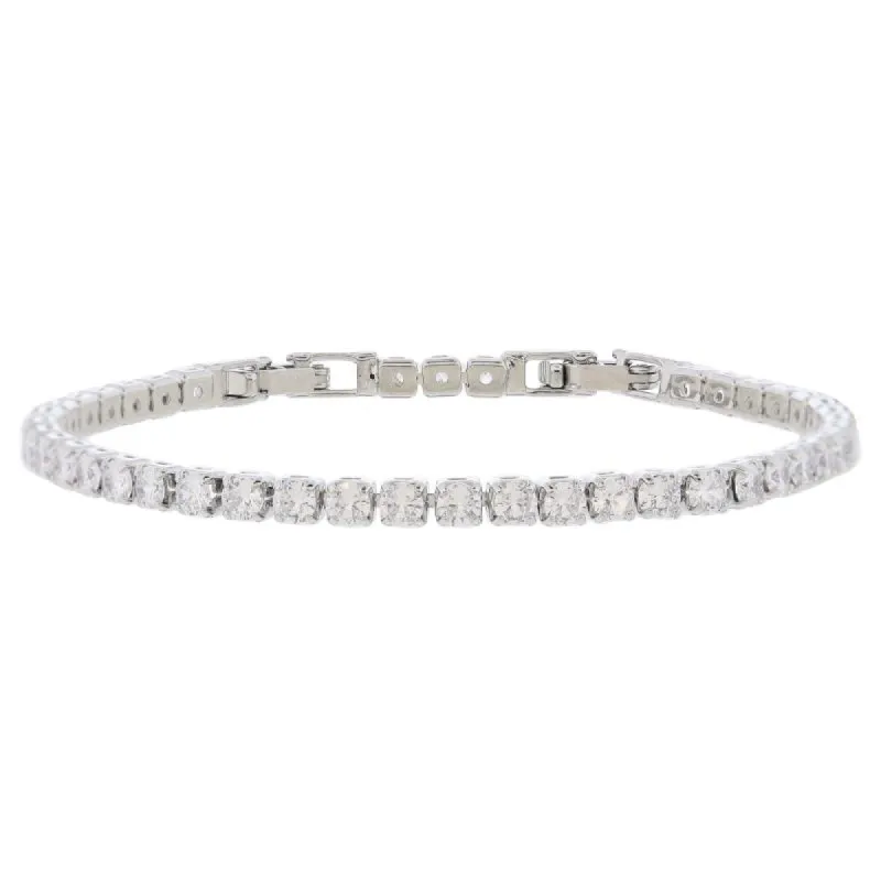 18K White Gold Plated Small Cubic Zirconia Crystal Tennis Bracelet Bracelet, 7" Around sold by Charming Charlie