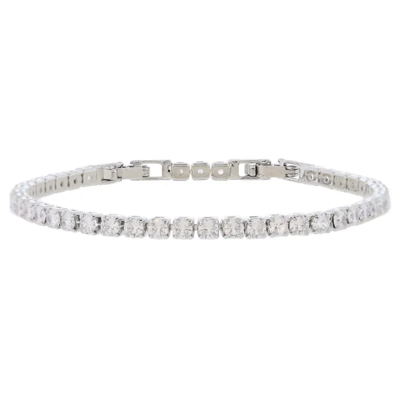 18K White Gold Plated Small Cubic Zirconia Crystal Tennis Bracelet Bracelet, 7" Around sold by Charming Charlie