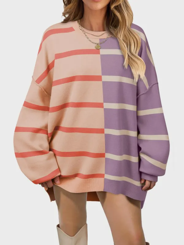 Striped Round Neck Long Sleeve Sweater sold by Charming Charlie