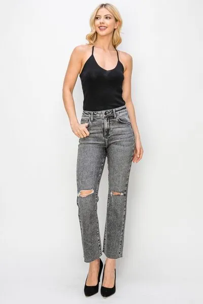 RISEN High Waist Distressed Straight Jeans sold by Charming Charlie product image thumbnail 5