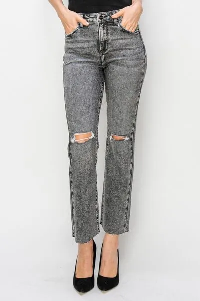 RISEN High Waist Distressed Straight Jeans sold by Charming Charlie product image thumbnail 2