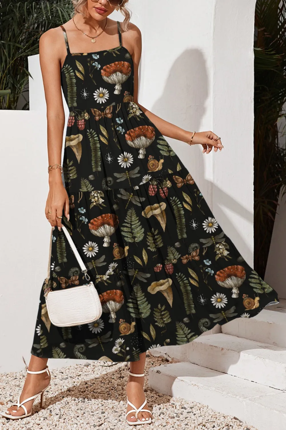 Tiered Printed Square Neck Cami Dress sold by Charming Charlie