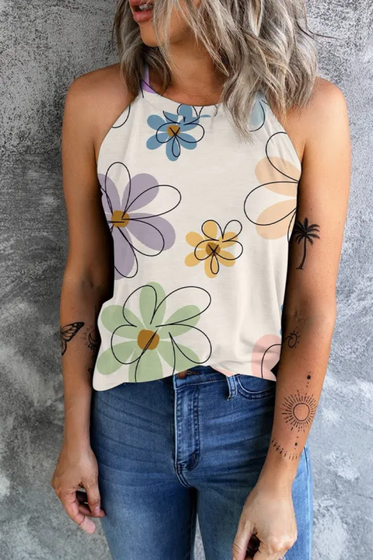 Printed Round Neck Tank sold by Charming Charlie