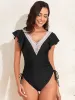 Ruffled V-Neck One-Piece Swimwear sold by Charming Charlie