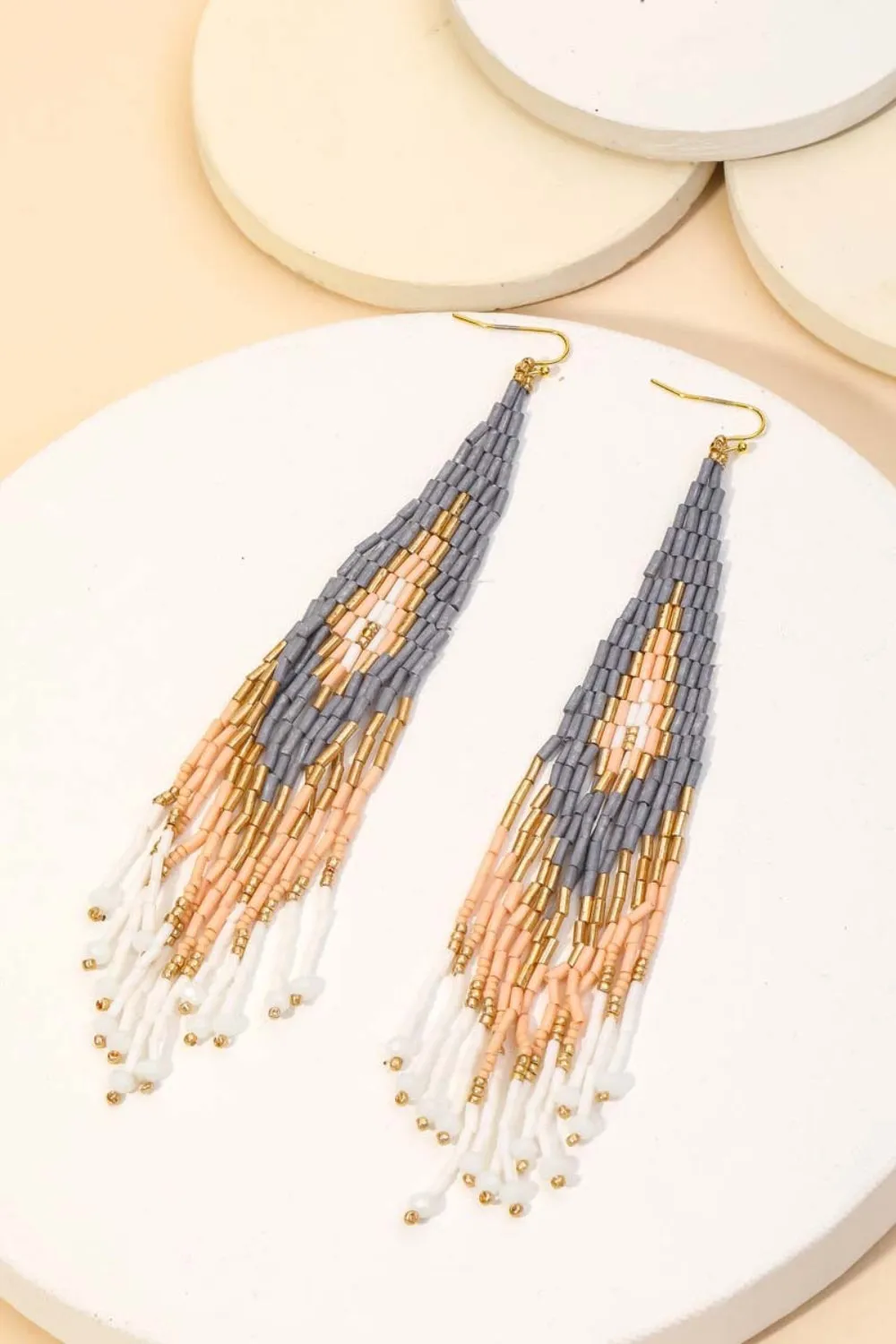 Fame Seed Beaded Fringe Drop Earrings sold by Charming Charlie product image thumbnail 2