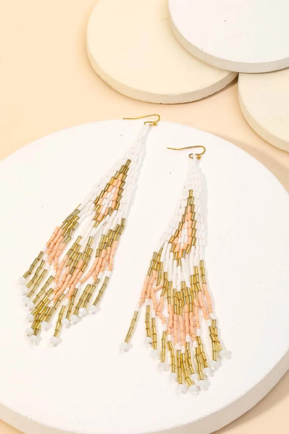 Fame Seed Beaded Fringe Drop Earrings sold by Charming Charlie product image thumbnail 5