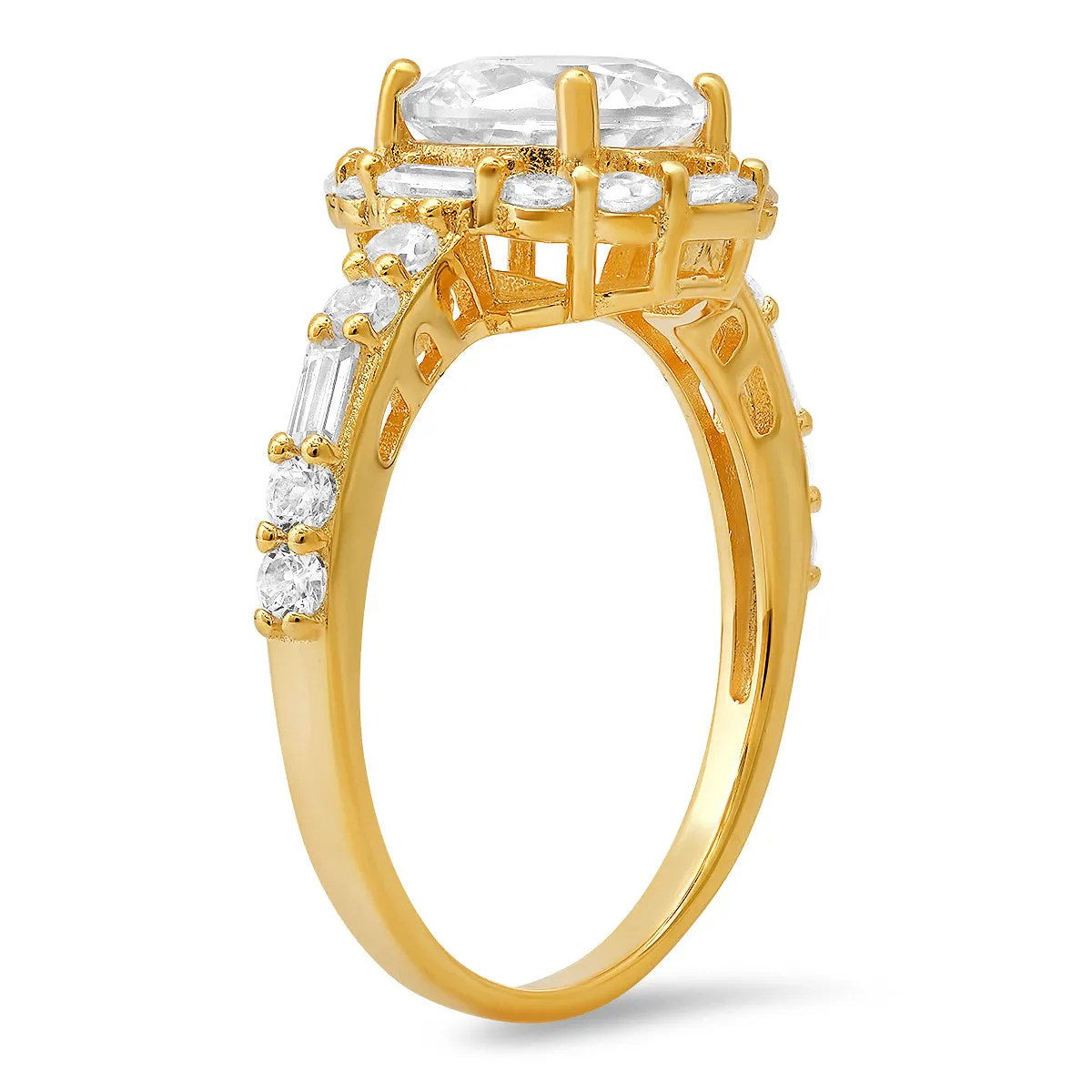 Sterling Silver Round and Baguette-cut Halo CZ Ring sold by Charming Charlie product image thumbnail 4