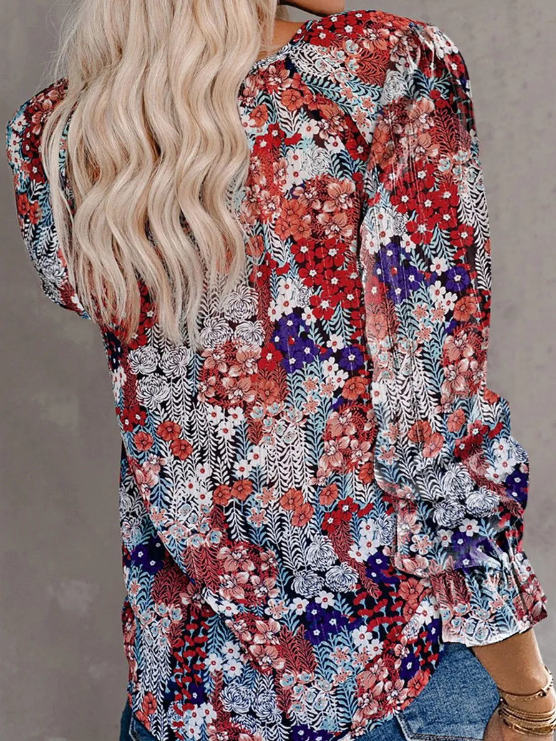 Printed Tie Neck Long Sleeve Blouse sold by Charming Charlie product image thumbnail 2