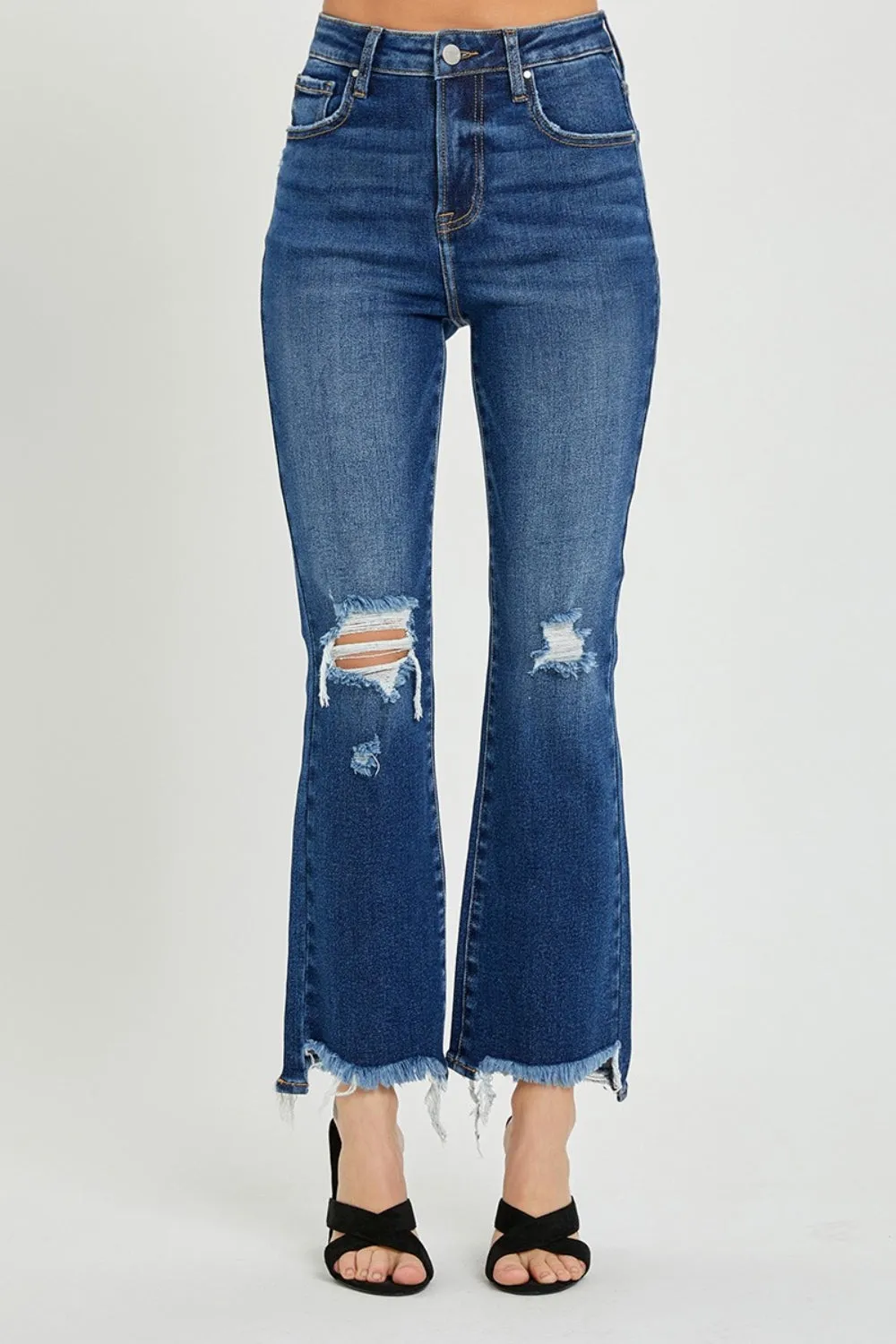 RISEN High Rise Distressed Crop Flare Jeans sold by Charming Charlie product image thumbnail 4
