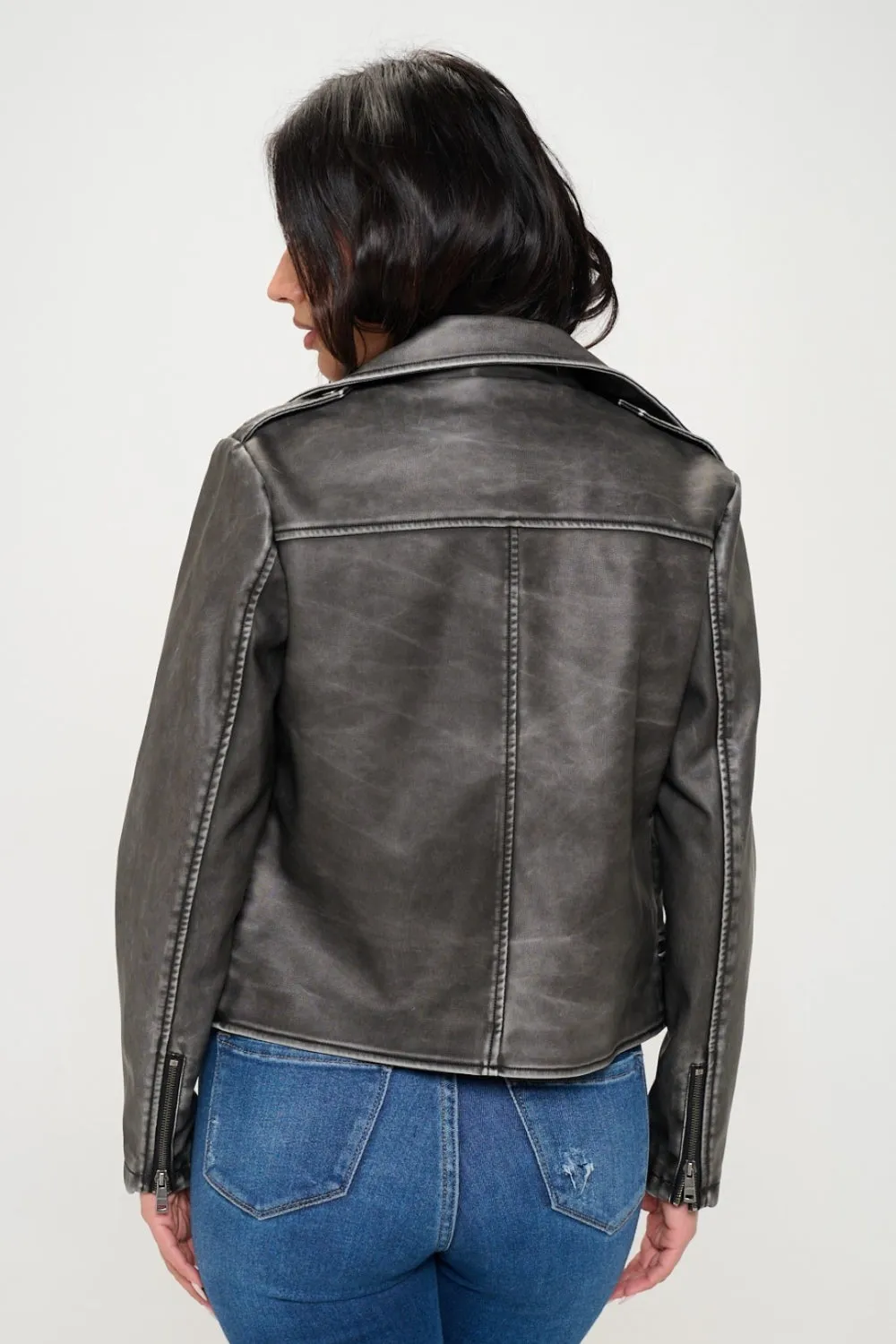 Coalition LA Zip Up Biker Jacket with Belt sold by Charming Charlie product image thumbnail 2