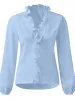 Full Size Ruffled V-Neck Long Sleeve Blouse sold by Charming Charlie