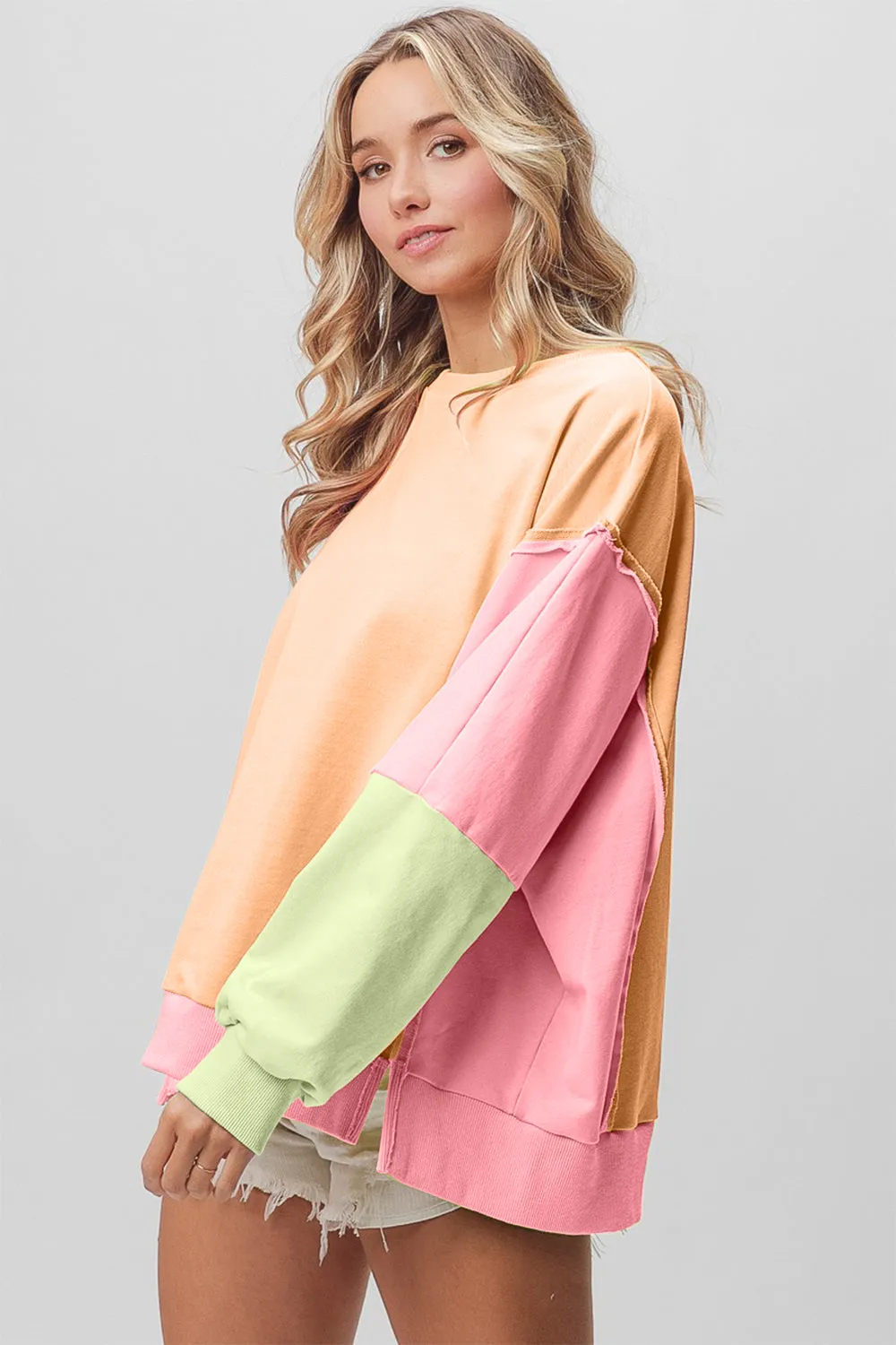 BiBi Washed Color Block Sweatshirt sold by Charming Charlie product image thumbnail 3