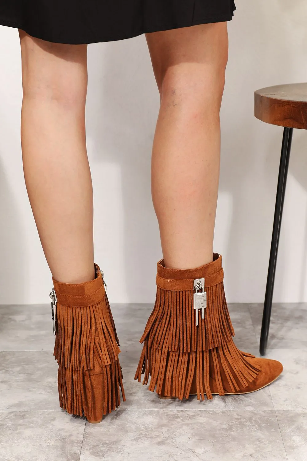 Legend Women's Tassel Wedge Heel Ankle Booties sold by Charming Charlie product image thumbnail 5