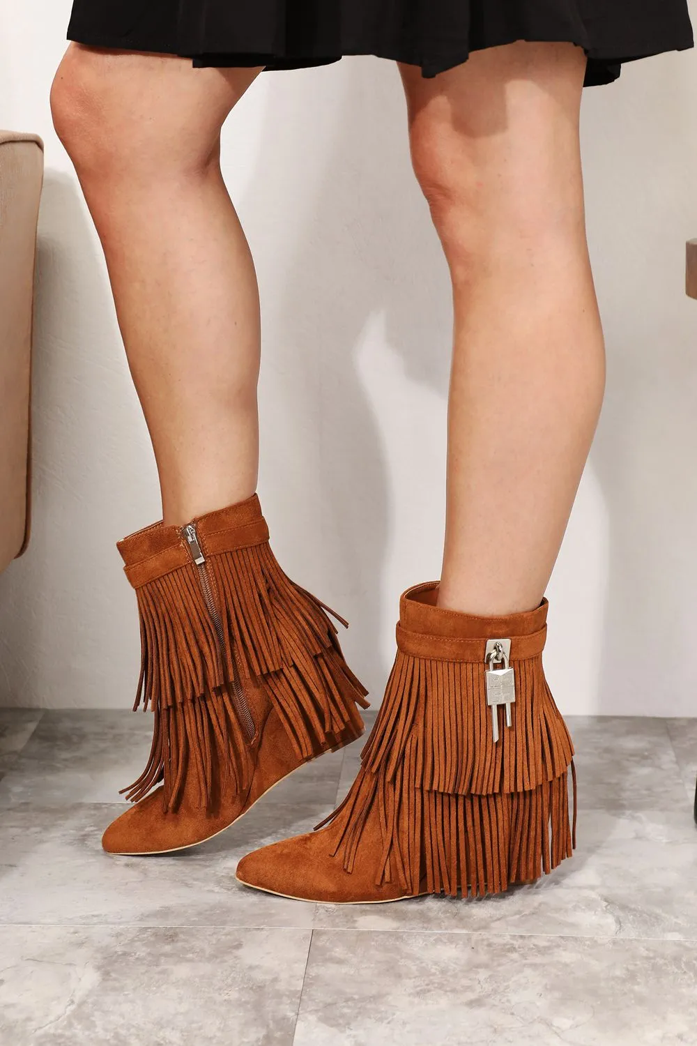 Legend Women's Tassel Wedge Heel Ankle Booties sold by Charming Charlie product image thumbnail 3