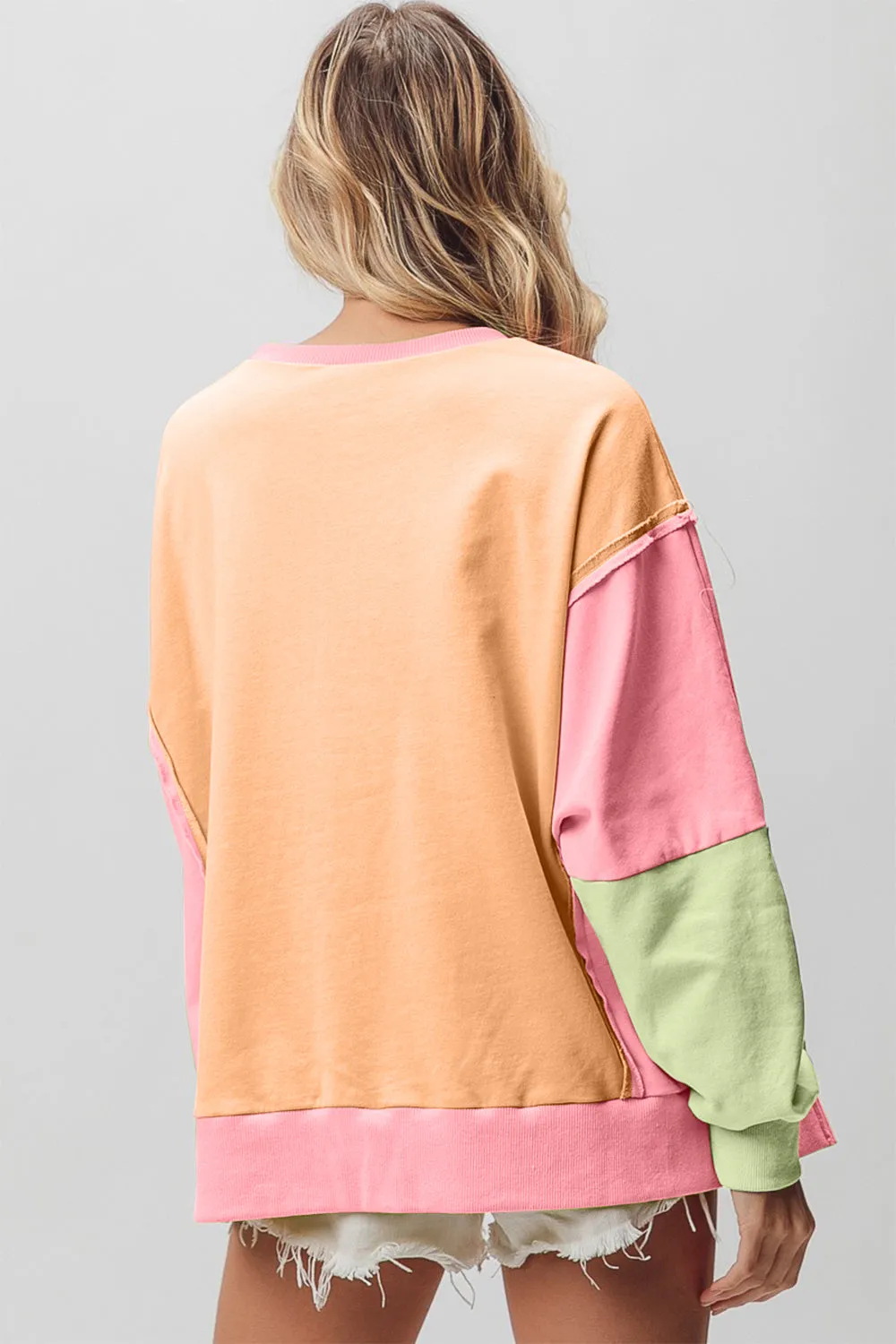 BiBi Washed Color Block Sweatshirt sold by Charming Charlie product image thumbnail 2