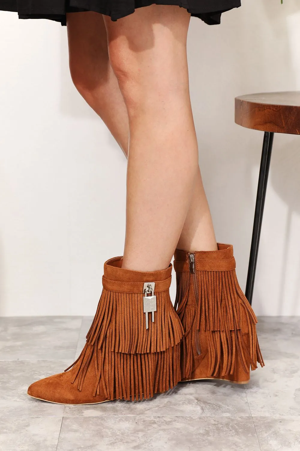 Legend Women's Tassel Wedge Heel Ankle Booties sold by Charming Charlie product image thumbnail 4