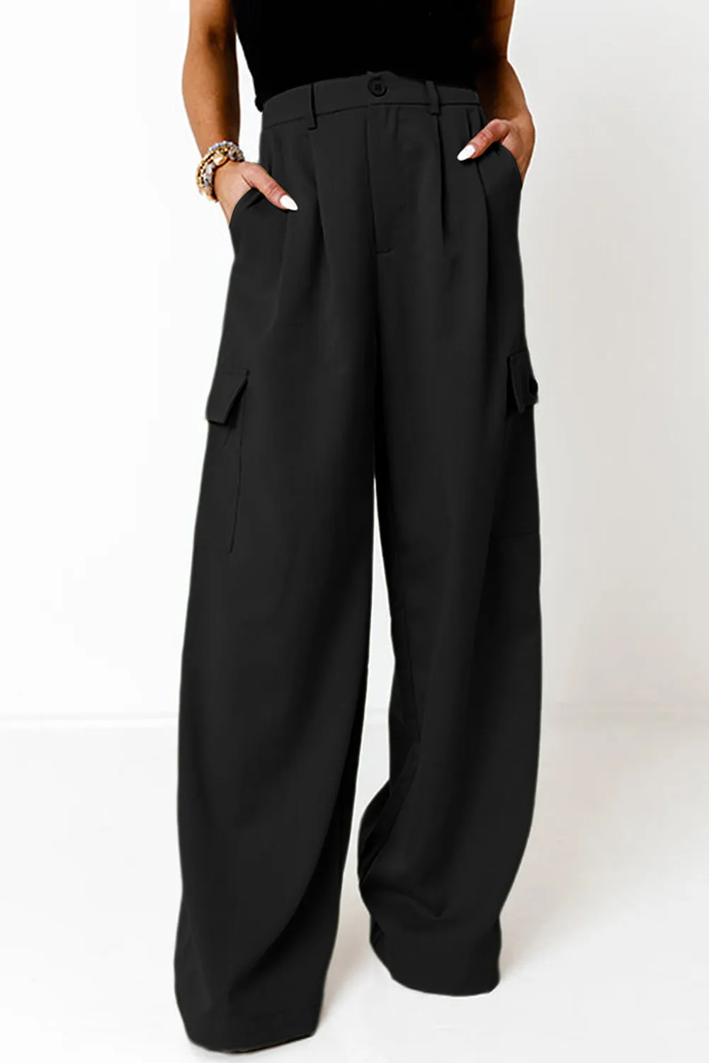 Ruched Wide Leg Pants with Pockets sold by Charming Charlie product image thumbnail 4