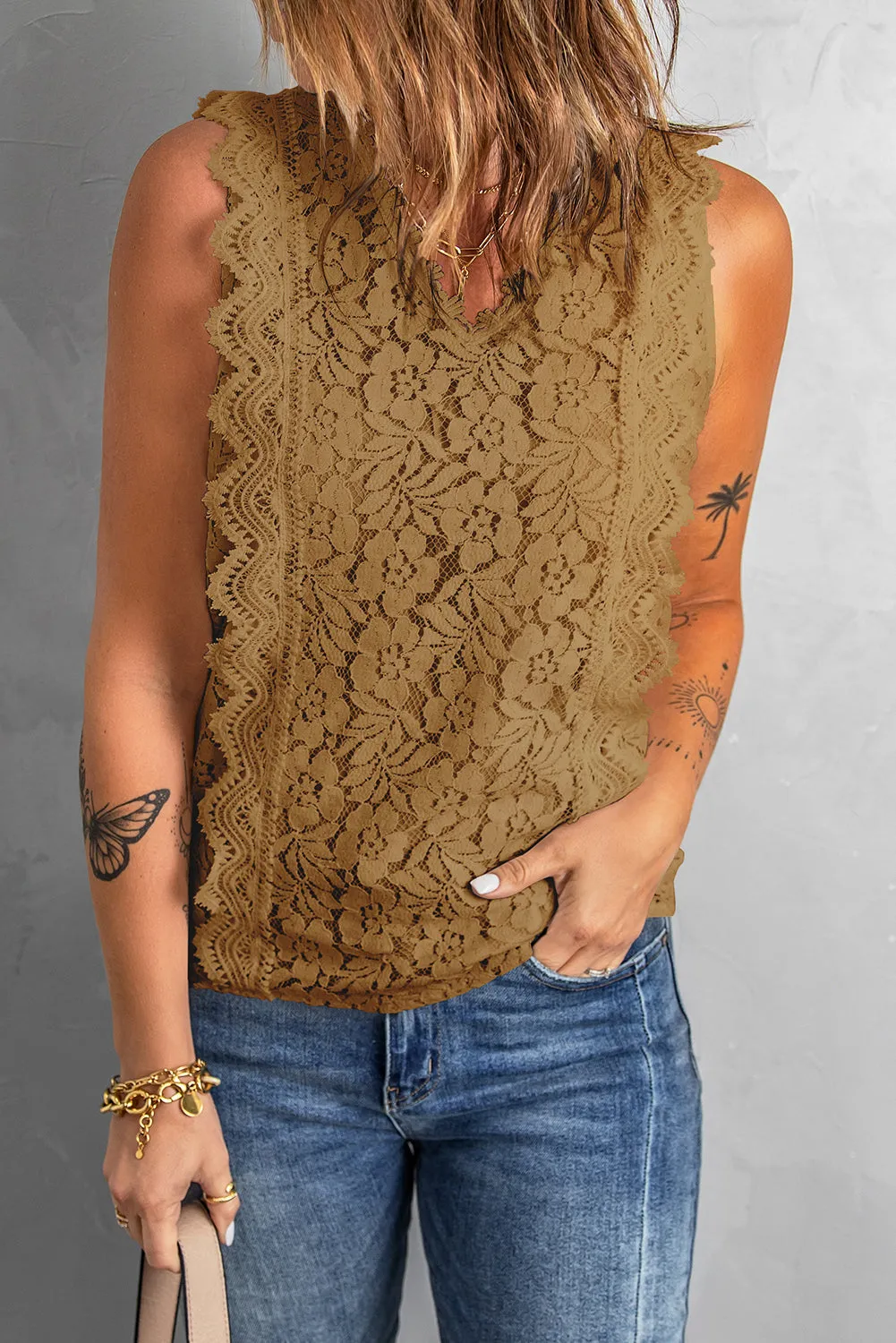 Lace V-Neck Tank sold by Charming Charlie product image thumbnail 5