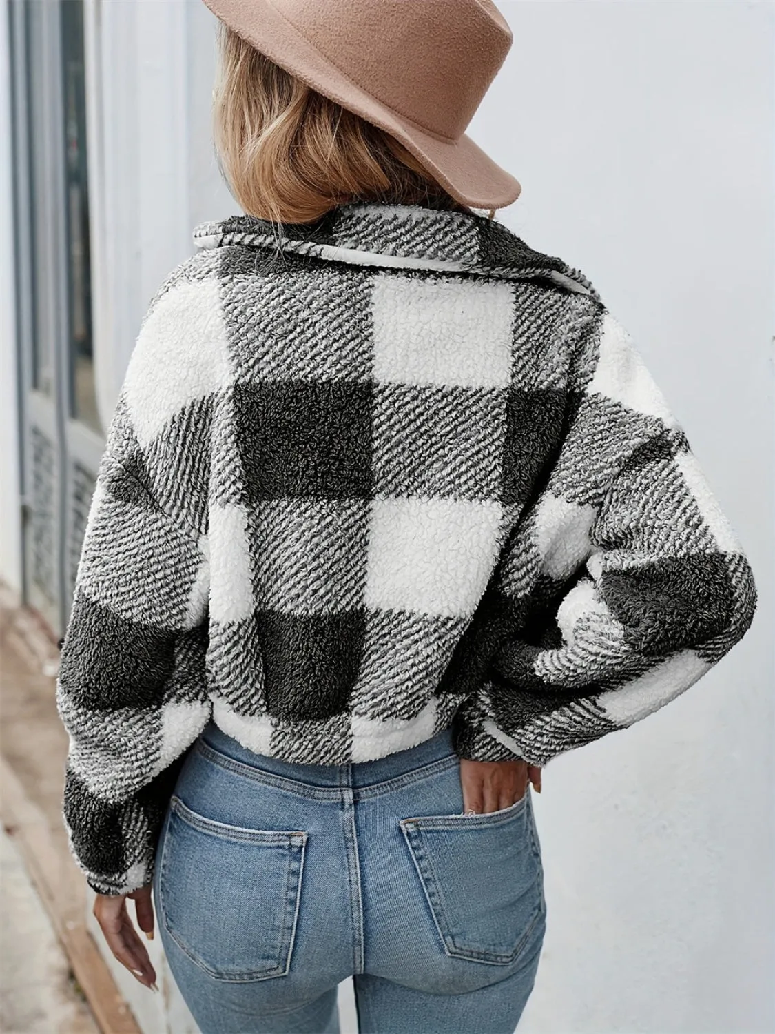 Plaid Zip Up Long Sleeve Outerwear sold by Charming Charlie product image thumbnail 2