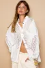 POL Oversize Lace Button-Down Shirt sold by Charming Charlie