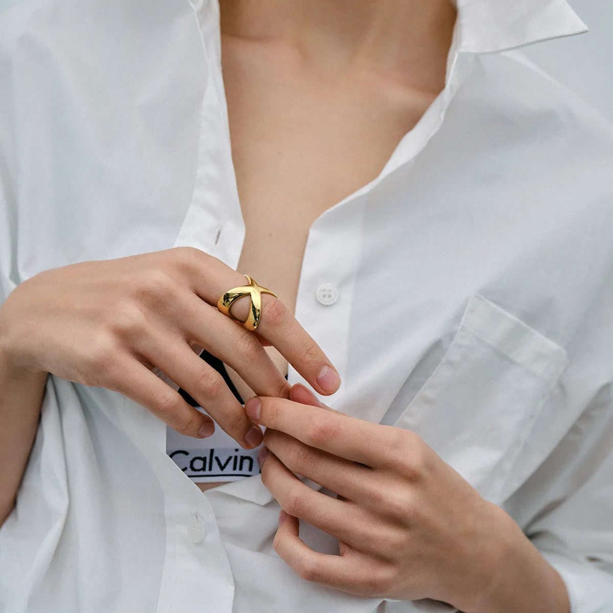 18K Gold-Plated Crisscross Ring sold by Charming Charlie product image thumbnail 5